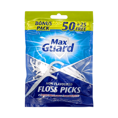 Max Guard Non-Flavoured Floss Picks 50+25 Free Bonus Pack Dental Care FabFinds   