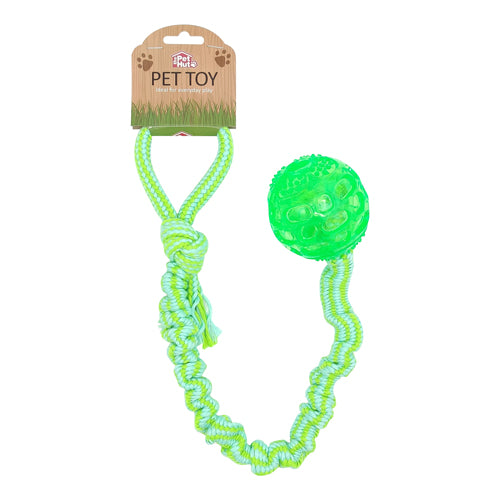 The Pet Hut Springy Rope and Ball Dog Toy Assorted Colours Pet Toy The Pet Hut Green  