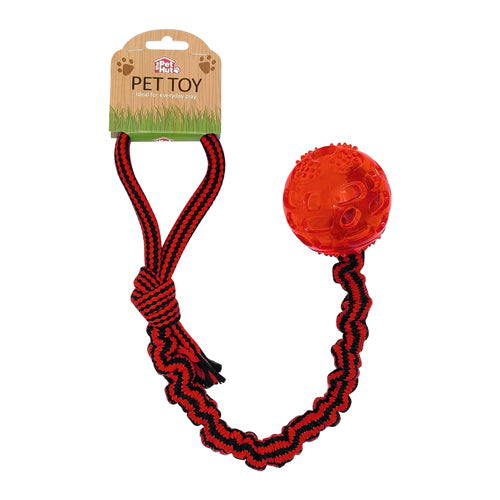 The Pet Hut Springy Rope and Ball Dog Toy Assorted Colours Pet Toy The Pet Hut Red  