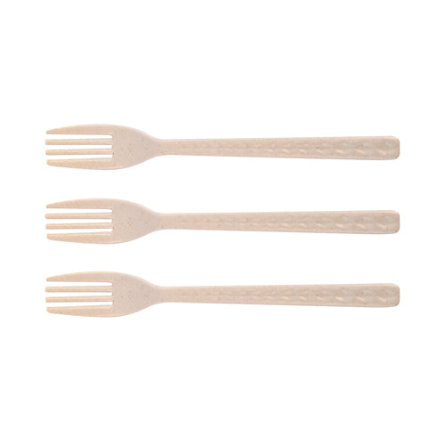Bamboo Melamine Trendy Tableware 3 Piece Fork Set Kitchen Accessories FabFinds Cream  