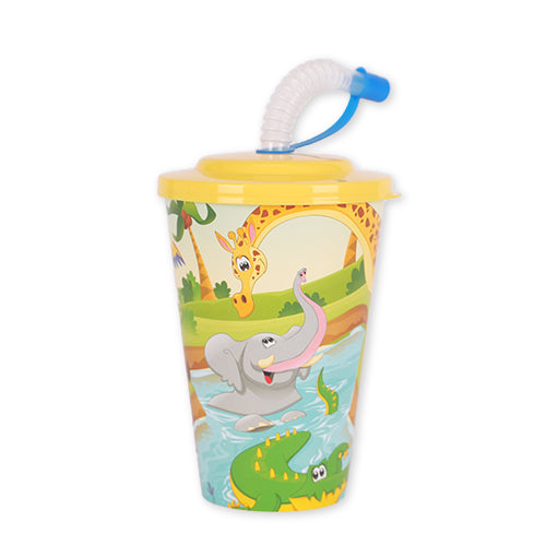 Kids Animal Drinking Cup With Straw 400ml Assorted Styles Kids Accessories FabFinds   