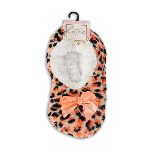 Ladies Leopard Print Cosy Toes Slippers Assorted Sizes Slippers Love to Laze   