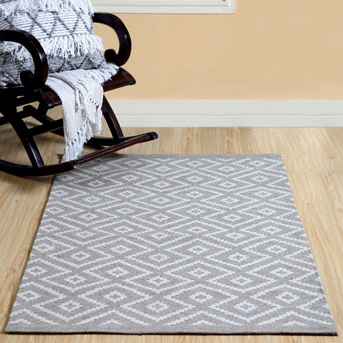 Coloroll Wool Blend Indoor & Outdoor Diamond Woven Rug 100 x 150cm Rugs Coloroll Natural  