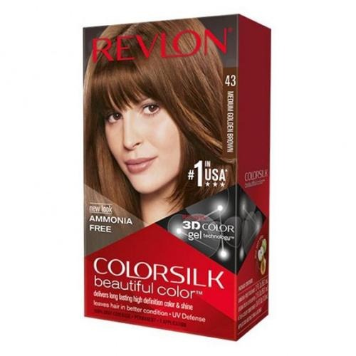 Revlon Colorsilk Hair Colour Medium Golden Brown 43 130ml Hair Dye revlon   