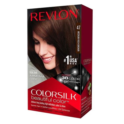 Revlon Colorsilk Hair Colour Medium Rich Brown 47 130ml Hair Dye revlon   