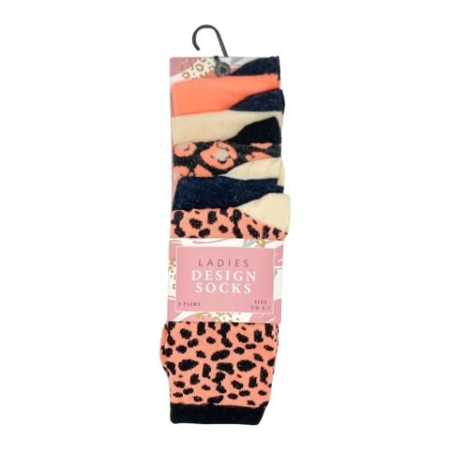 Ladies Design Socks Assorted Styles UK 4-7 5 PK Socks FabFinds   