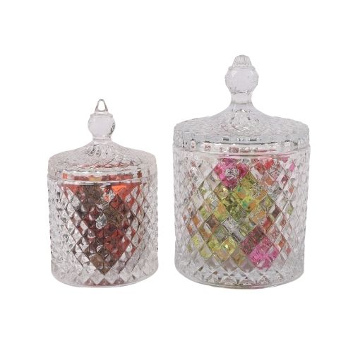Clear Glass Decorative Sweet Jars With Lid 2 Pack Home Decorations fabfinds   
