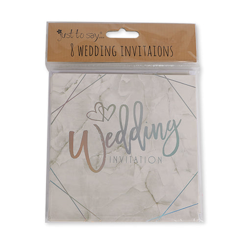 Marble and Silver Wedding Invitations 8 PK Wedding Ceremony Supplies tallon   