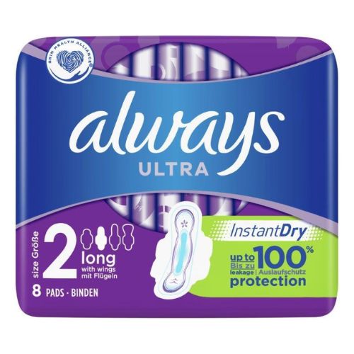 Always Ultra Long Sanitary Towels With Wings 8 Pk Feminine Care Always   