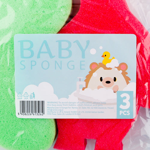Animal Bath Baby Sponges 3 Pack Assorted Colours Baby & Toddler Ramex   