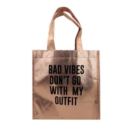 Home Collection  Metallic Tote Bag Assorted Designs Kids Lunch Bags & Boxes Home Collection Bad Vibes Don't Go With My Outfit  