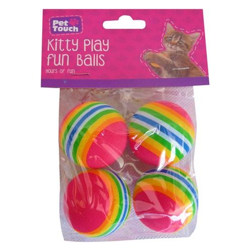 Pet Touch Kitty Play Fun Balls Pack Of 4 Cat Toys Pet Touch   