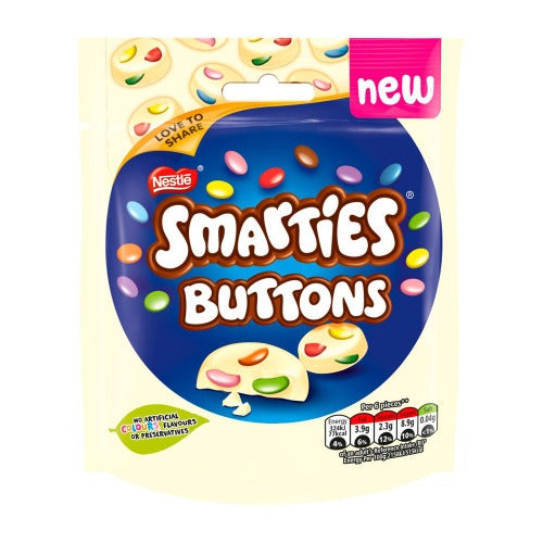 Smarties Buttons White Chocolate Sharing Pouch 85g Chocolates Smarties   