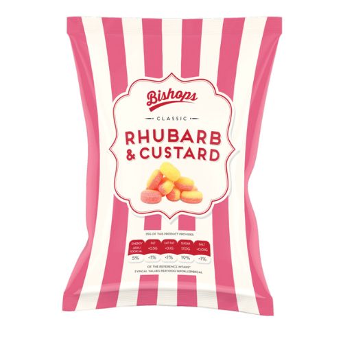 Bishop's Rhubarb & Custard Sweets 150g Sweets, Mints & Chewing Gum Bishop's   