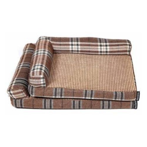 Brown Checkered Corner Pet Bed Assorted Sizes Dog Beds FabFinds   