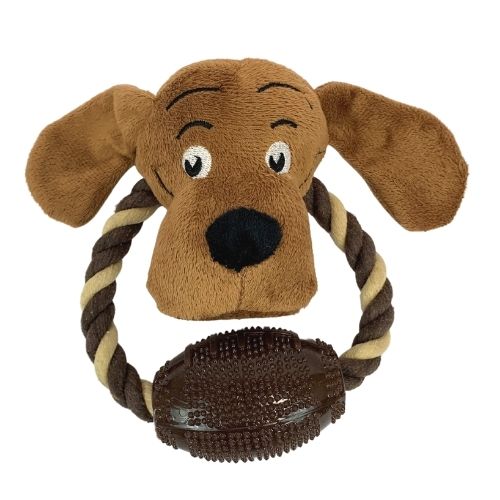 The Pet Hut Plush Doggy With Ball Toy Dog Toys The Pet Hut Brown  