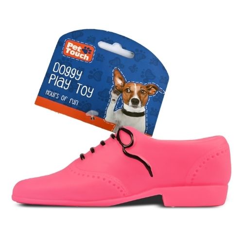 Neon Squeaky Shoe Dog Toy Assorted Colours Dog Toys Pet Touch Pink  