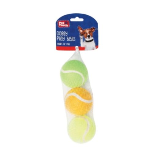Pet Touch Doggy Play Tennis Balls 3 Pk Dog Toys Pet Touch   