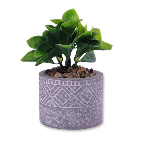 In Bloom Patterned Grey Pot Artificial Plant Assorted Designs Artificial Trees FabFinds Green Leafy Faux Pot  