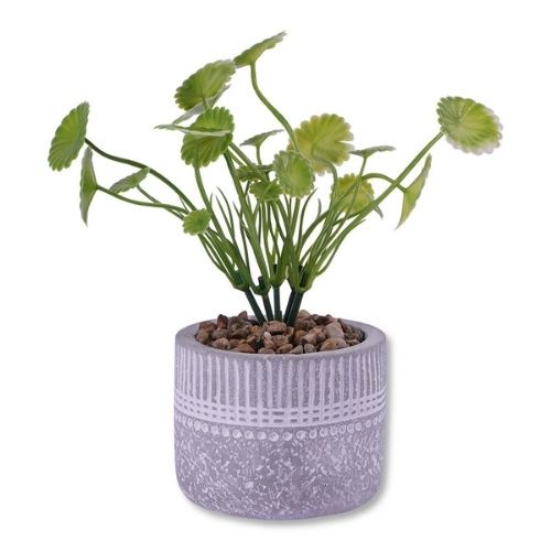 In Bloom Patterned Grey Pot Artificial Plant Assorted Designs Artificial Trees FabFinds Green Wheel Petal Faux Pot  