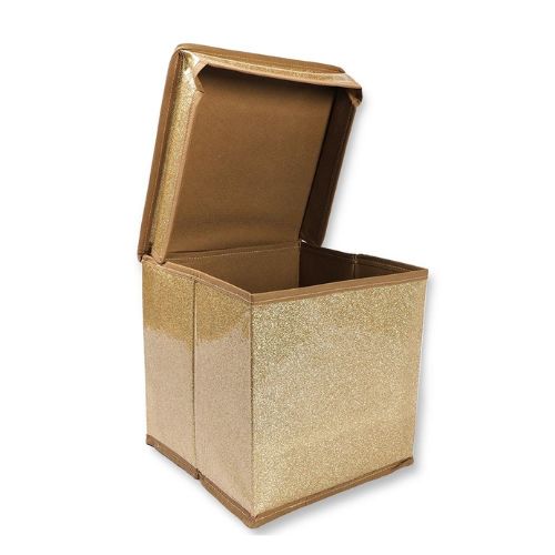 Home Collection Glitter Storage Box With Lid Gold Storage Boxes FabFinds   