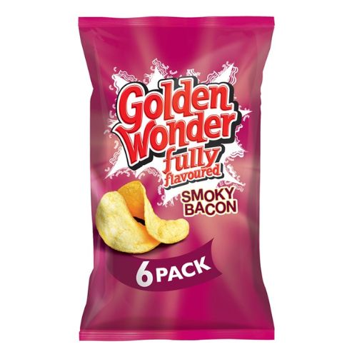 Golden Wonder Crisps Smoky Bacon 6 Pack Crisps, Snacks & Popcorn Golden Wonder   