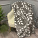 Coloroll Grey & White Leaf Faux Mink Throw 150 x 200cm Throws & Blankets FabFinds   