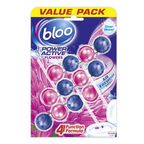 Bloo Power Active Trio Flower Clear Water 3 x 50g Toilet Cleaners Bloo   