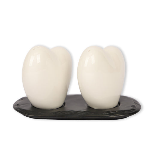 White Heart Salt & Peppers Set With Slate Kitchen Accessories FabFinds   