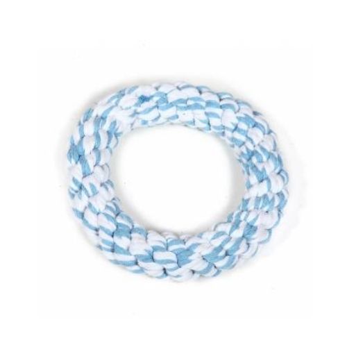 Hounds Multi-Coloured Cotton Rope Woven Ring Dog Toy Dog Toys Hounds White & Blue  