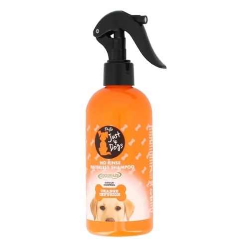 Just 4 Dogs No Rinse Waterless Shampoo Orange Infusion 300ml Dog Grooming just 4 dogs   