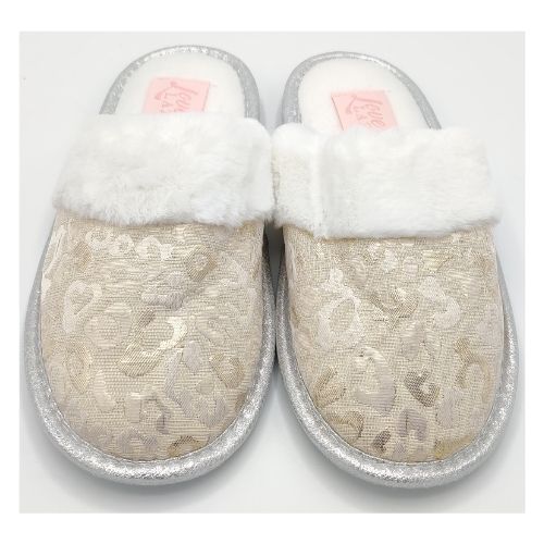 Love To Laze Silver Foil Animal Print Ladies Slippers Slippers Love to Laze   