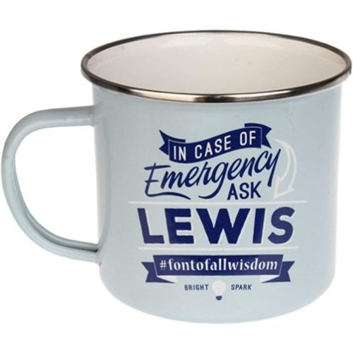 Enamel Personalised Coffee Mug Lewis Mugs FabFinds   