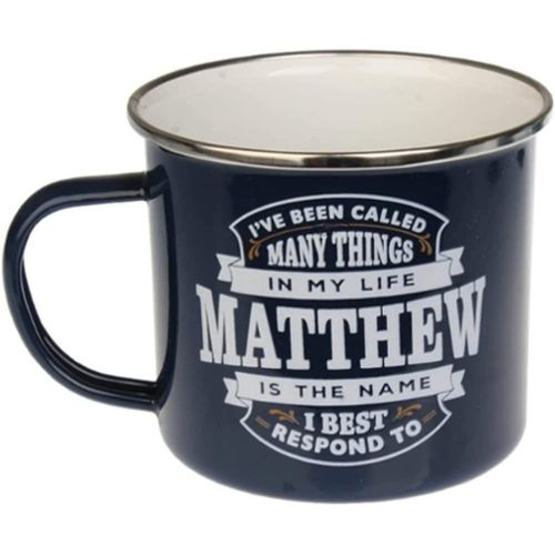 Enamel Personalised Coffee Mug Matthew Mugs FabFinds   