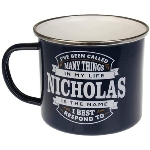 Enamel Personalised Coffee Mug Nicholas Mugs FabFinds   