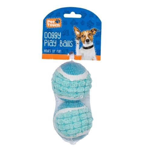 Pet Touch Textured Dog Play Tennis Ball Toy 2 Pack Dog Toys Pet Touch Blue  