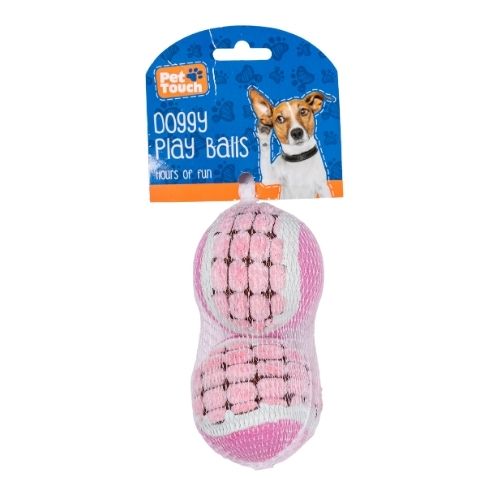 Pet Touch Textured Dog Play Tennis Ball Toy 2 Pack Dog Toys Pet Touch Pink  
