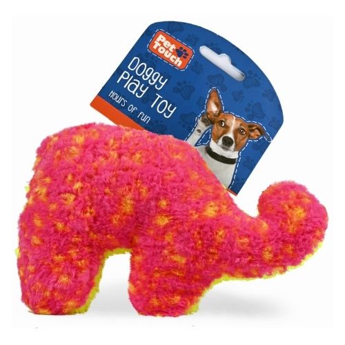 Pet Touch Colourful Plush Doggy Play Toys Assorted Designs Dog Toys Pet Touch Dinosaur-Pink  