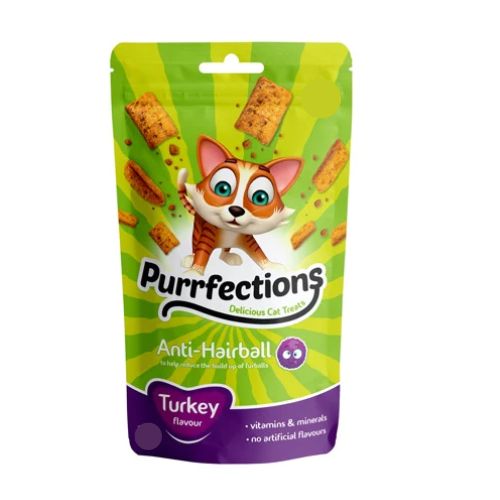 Purrfections Anti-Hairball Turkey Flavour 60g Cat Food & Treats Purrfections   
