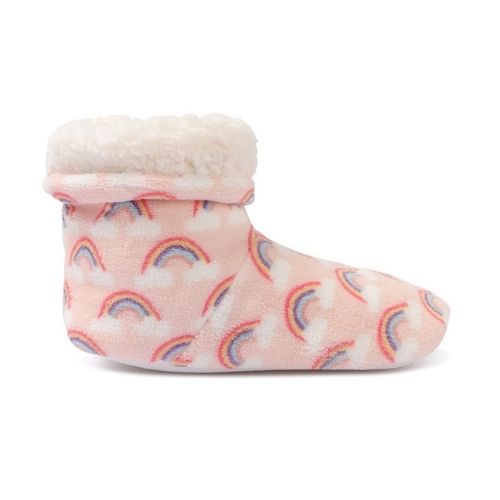 Pink Rainbow Print Cosy Short Boots Assorted Sizes Slippers Love to Laze 3-4  