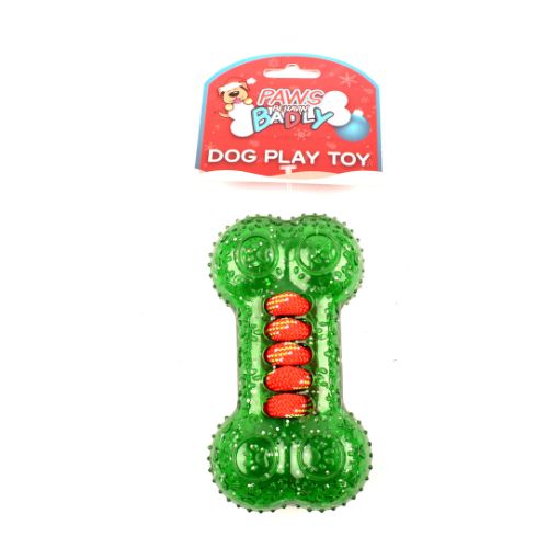 Paws Behavin' Badly Rubber Bone Toy Assorted Colours Christmas Gifts for Pets FabFinds Green  