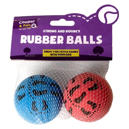 Strong And Bouncy Rubber Balls 2 Pack Dog Toy Cooper & Pals   