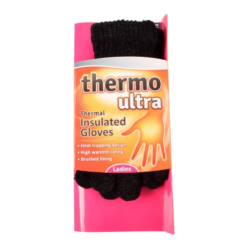 Ladies Thermo Ultra Insulated Gloves Assorted Colours Hats, Gloves & Scarves FabFinds Black  