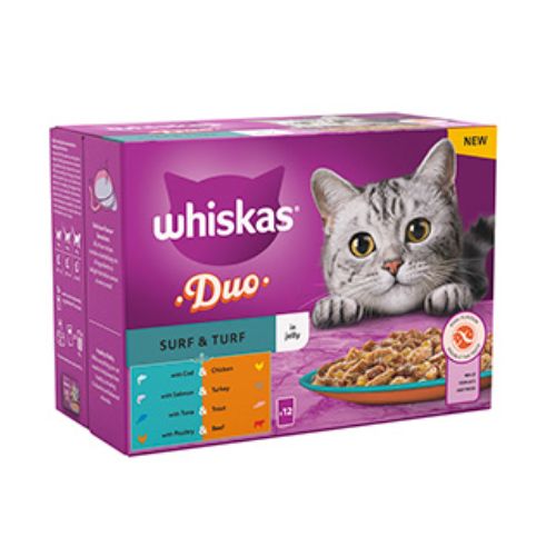 Whiskas Duo Surf & Turf Cat Food In Jelly 1+yrs 12 x 85g Cat Food & Treats Whiskas   