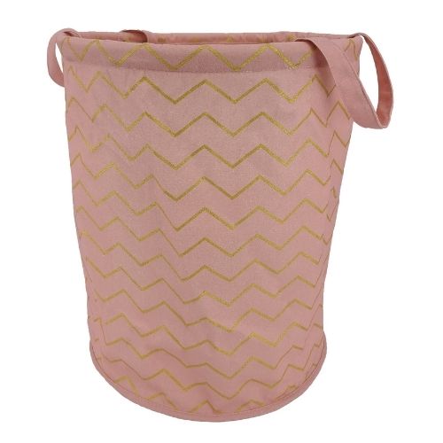 Home Collection Zig Zag Laundry Bag Laundry Basket Home Collection Pink & Gold  