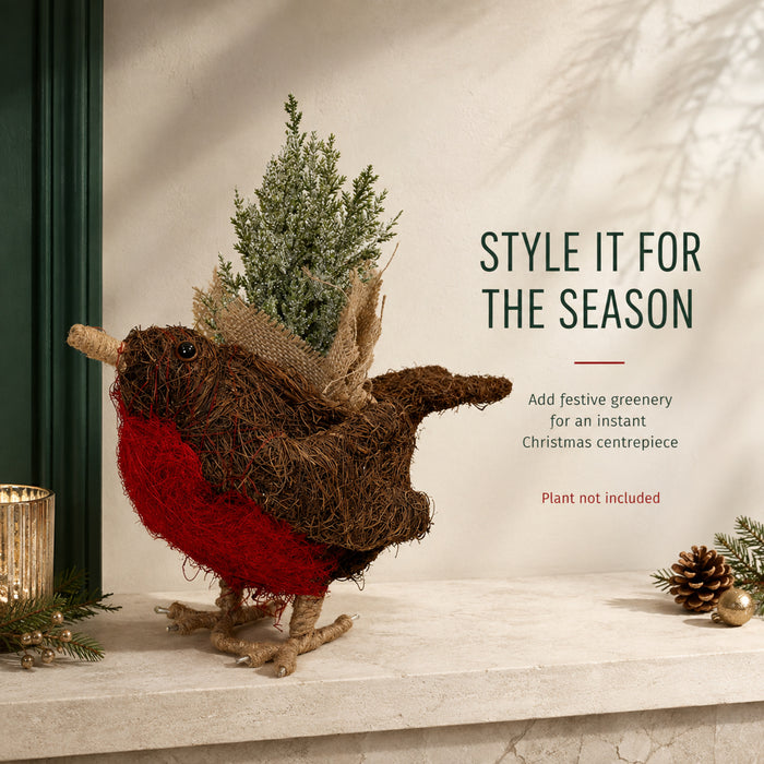 Rattan Robin Red Breast Home Planter Garden Planter Fabfinds
