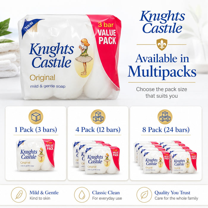 Knight's Castile Original Soap Value Pack 3 x 90g Assorted Pack Size Soap Knights