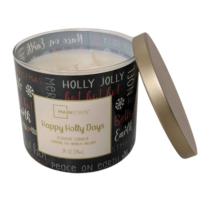 Mainstays Scented 3 Wick Jar Candle Happy Holly Days 14oz Candles Mainstays