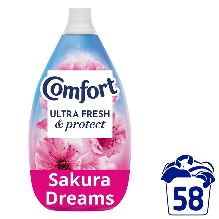 Comfort Fresh & Protect Sakura Dreams 870ml (58 Washes) Assorted Packs Laundry - Fabric Conditioner Comfort