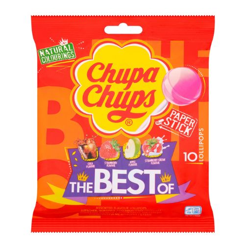 Chupa Chups The Best of 10 Assorted Flavour Lollipops 120g Sweets, Mints & Chewing Gum chupa chups   